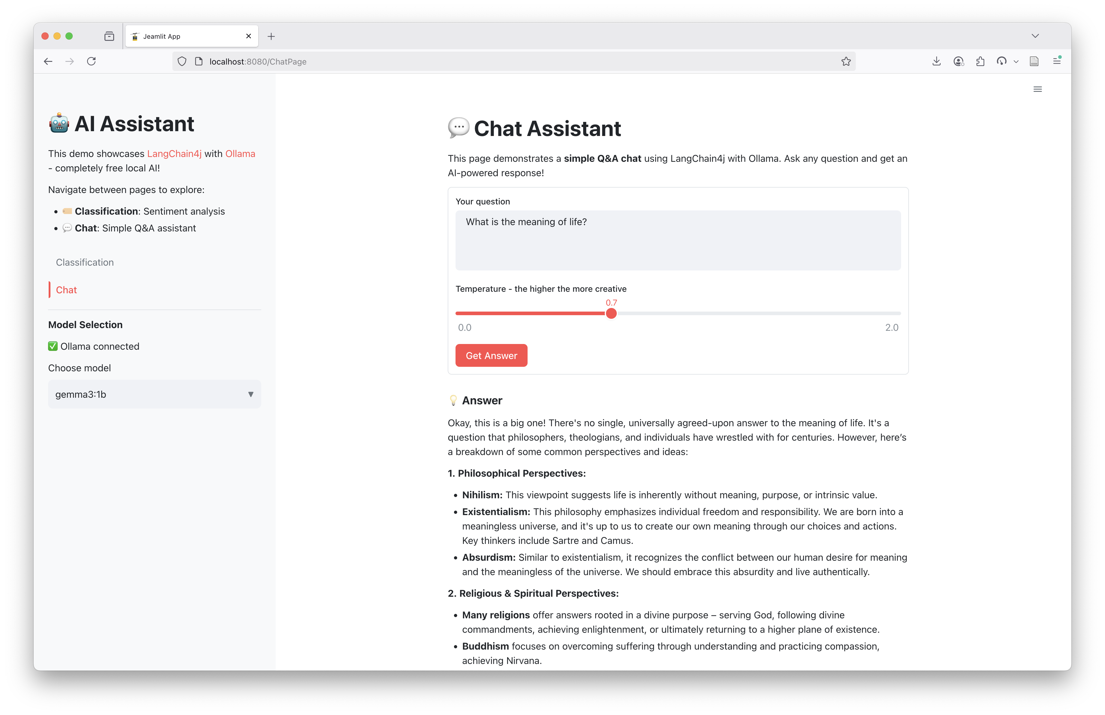 chat page screenshot